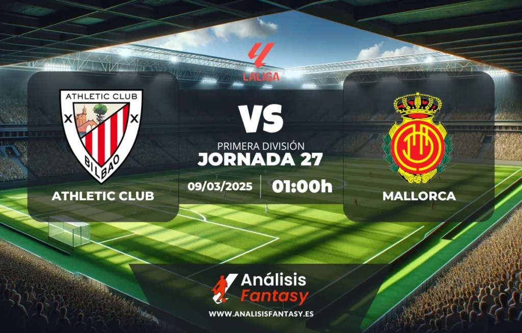 Posible alineación Athletic Club - Mallorca - Jornada 27 de LaLiga (09/03/2025)