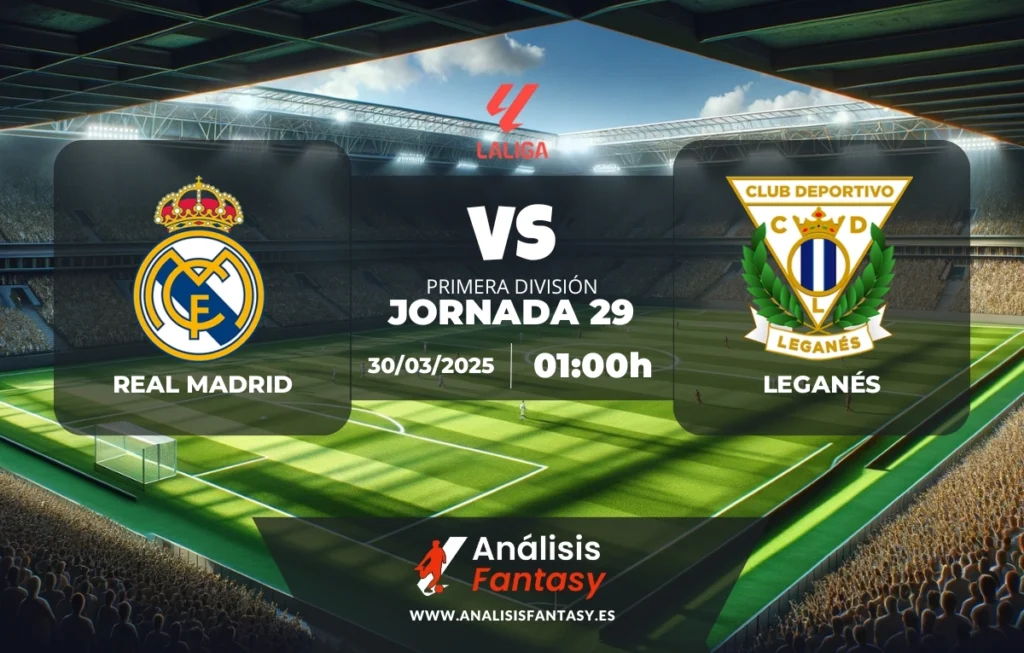 Posible alineación Real Madrid - Leganés - Jornada 29 de LaLiga (30/03/2025)